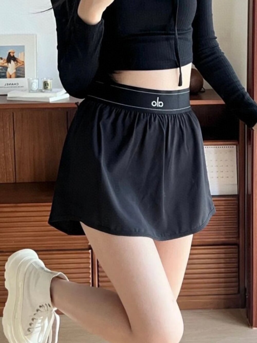 🏌️‍♀️🏌️‍♀️ALO Yoga Match Point Sporty Mini Skirt Versatile Black - Picture 8 of 8